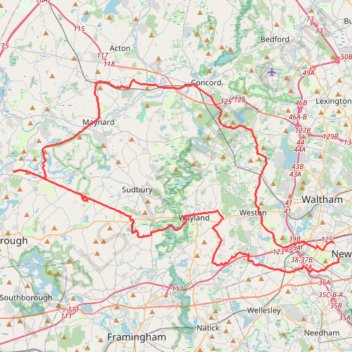 Mass Central Rail Trail (MCRT) Sudbury - Hudson trail, distance, elevation, map, profile, GPS track
