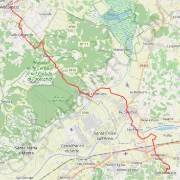 Tappa-29-da-altopascio-san-miniato trail, distance, elevation, map, profile, GPS track