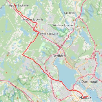 Halifax - Upper Sackville trail, distance, elevation, map, profile, GPS track