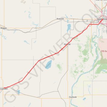 Rosetown - Saskatoon trail, distance, elevation, map, profile, GPS track