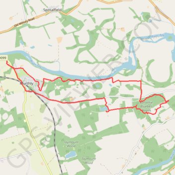 Murthly to Kinclaven Wood, Perthshire trail, distance, elevation, map, profile, GPS track