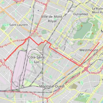 Montréal - Westmount trail, distance, elevation, map, profile, GPS track