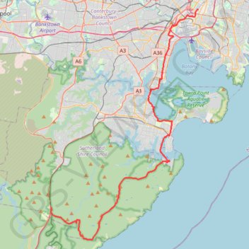 Waterfall - Sydney trail, distance, elevation, map, profile, GPS track