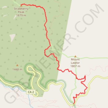 Strawberry Peak trail, distance, elevation, map, profile, GPS track