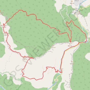 Vlaška planina trail, distance, elevation, map, profile, GPS track