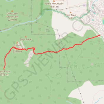 Bear Peak via Shanahan Trail and Fern Canyon Trail trail, distance, elevation, map, profile, GPS track