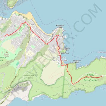 Clifton to Godley Head trail, distance, elevation, map, profile, GPS track
