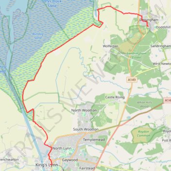Norfolk Coast Path - King's Lynn to Dersingham trail, distance, elevation, map, profile, GPS track