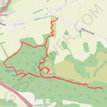 Moncrieffe Hill trail, distance, elevation, map, profile, GPS track