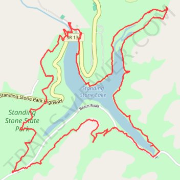 Standing Stone State Park - Lake Trail loop hike trail, distance, elevation, map, profile, GPS track