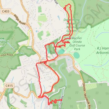 Secret Garden, Dandenong Ranges Botanic Garden trail, distance, elevation, map, profile, GPS track
