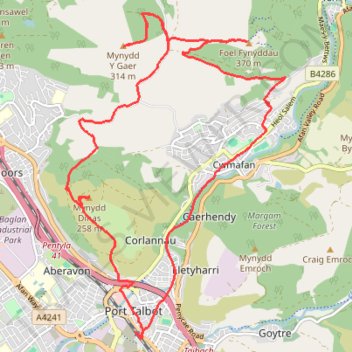 Mynydd Dinas, Mynydd Y Gaer and Foel Fynyddau Loop Walk trail, distance, elevation, map, profile, GPS track