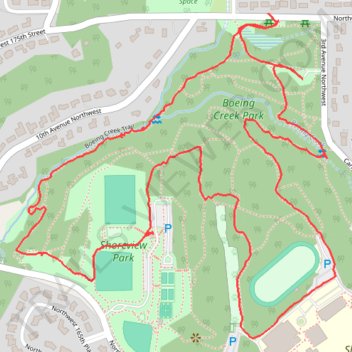 Boeing Creek Park Loop trail, distance, elevation, map, profile, GPS track