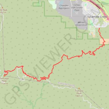 Santiago Peak trail, distance, elevation, map, profile, GPS track