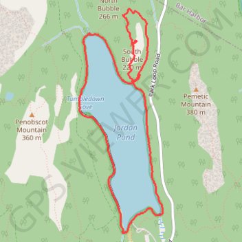 Jordan Pond Loop and South Bubble in Acadia National Park trail, distance, elevation, map, profile, GPS track