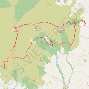 Loop route up over Mount Leinster trail, distance, elevation, map, profile, GPS track