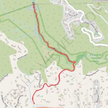 Escondido Falls Trail in Escondido Canyon Park trail, distance, elevation, map, profile, GPS track