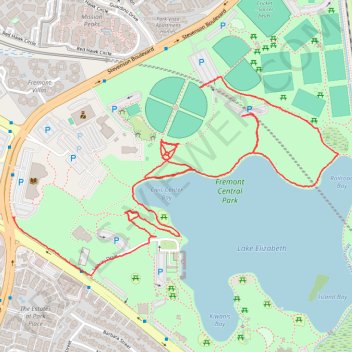 Walk in Fremont Central Park trail, distance, elevation, map, profile, GPS track
