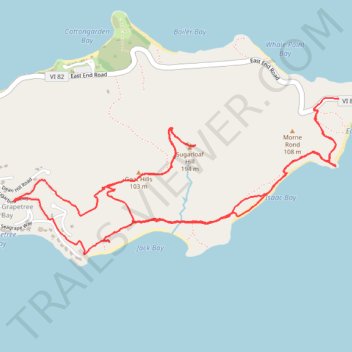 Trail near Point Udal connecting to GrapeTree trail, distance, elevation, map, profile, GPS track