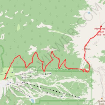 Humphreys Peak trail, distance, elevation, map, profile, GPS track