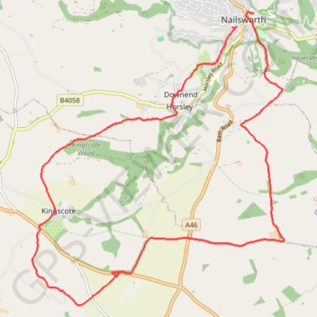 Kingscote Glos trail, distance, elevation, map, profile, GPS track