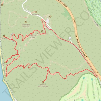 Razor Point, Yucca Point and Broken Hill Loop in Torrey Pines State Natural Reserve trail, distance, elevation, map, profile, GPS track