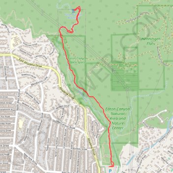Eaton Canyon Waterfall via Eaton Canyon Trail trail, distance, elevation, map, profile, GPS track