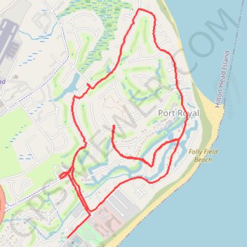 Island Club run trail, distance, elevation, map, profile, GPS track