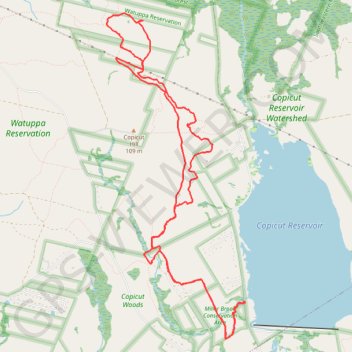 Copicut Miller Brook trail, distance, elevation, map, profile, GPS track