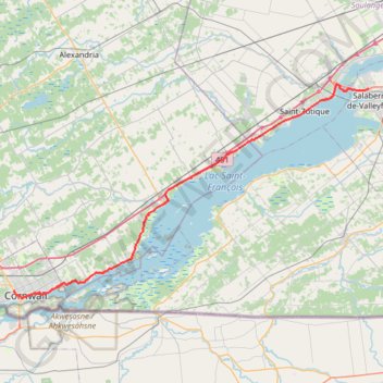 Cornwall - Salaberry-de-Valleyfield trail, distance, elevation, map, profile, GPS track