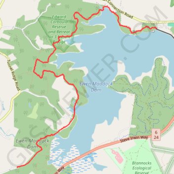 Ewen Maddock Dam Main Track trail, distance, elevation, map, profile, GPS track