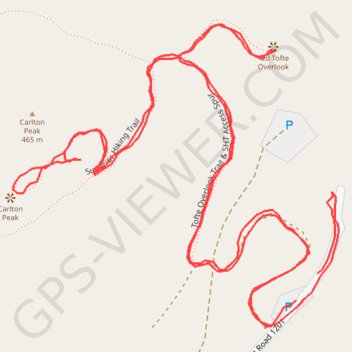 USA, MN, Carlton Peak and Tofte Peak, Temperance River State Park trail, distance, elevation, map, profile, GPS track