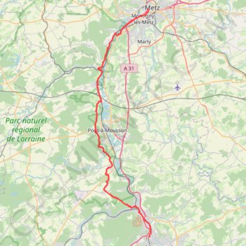 Marche Nancy - Metz trail, distance, elevation, map, profile, GPS track