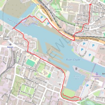 Govan-Partick Bridge trail, distance, elevation, map, profile, GPS track