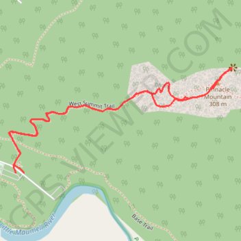 Pinnacle Mountain via West Summit Trail in Pinnacle Mountain State Park trail, distance, elevation, map, profile, GPS track