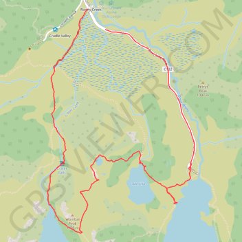 Crater Falls - Crater Lake - Wombat Pool Lookout - Dove Lake trail, distance, elevation, map, profile, GPS track