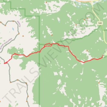 Fording River Pass Trail from Etherington Campground trail, distance, elevation, map, profile, GPS track