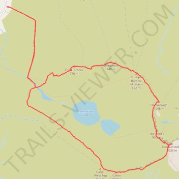 Coomloughra horseshoe trail, distance, elevation, map, profile, GPS track