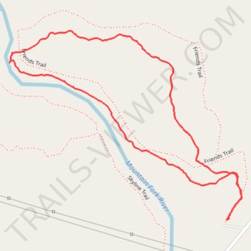 Friends Loop Trail in Beavers Bend State Park trail, distance, elevation, map, profile, GPS track