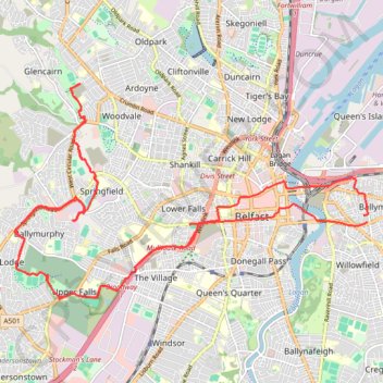 Forth Meadows Greenway, Belfast trail, distance, elevation, map, profile, GPS track