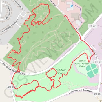 100 acre woods trail, distance, elevation, map, profile, GPS track
