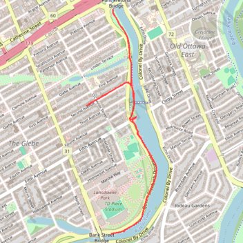 Walk - Rideau Canal trail, distance, elevation, map, profile, GPS track