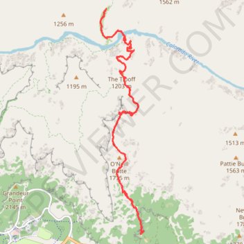 South Kaibab Trail to Phantom Ranch in Grand Canyon National Park trail, distance, elevation, map, profile, GPS track