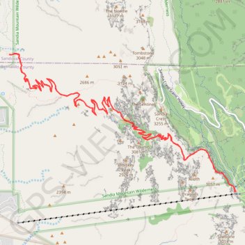 La Luz Trail in Sandia Mountain Wilderness trail, distance, elevation, map, profile, GPS track