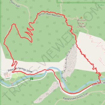 New Eldorado Canyon bridge trail, distance, elevation, map, profile, GPS track